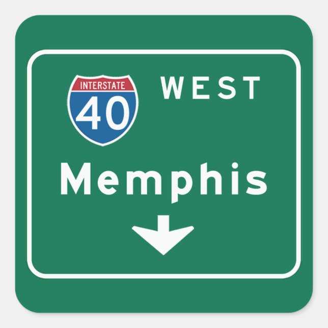 Memphis, TN Road Sign Quadratischer Aufkleber (Vorderseite)