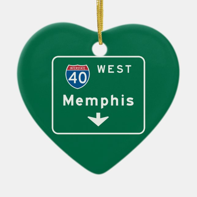 Memphis, TN-Verkehrsschild Keramik Ornament (Vorne)