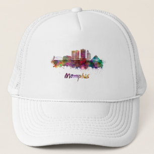 Memphis V2 Skyline in Aquarellfarben Truckerkappe