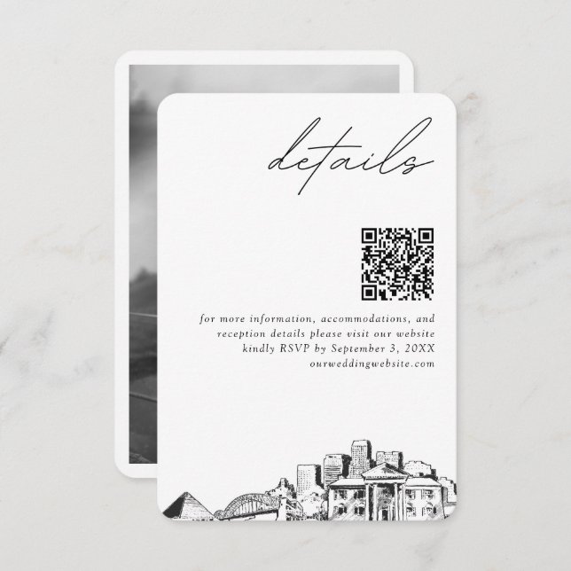 Memphis Wedding Details QR Code Klein Begleitkarte (Vorne/Hinten)