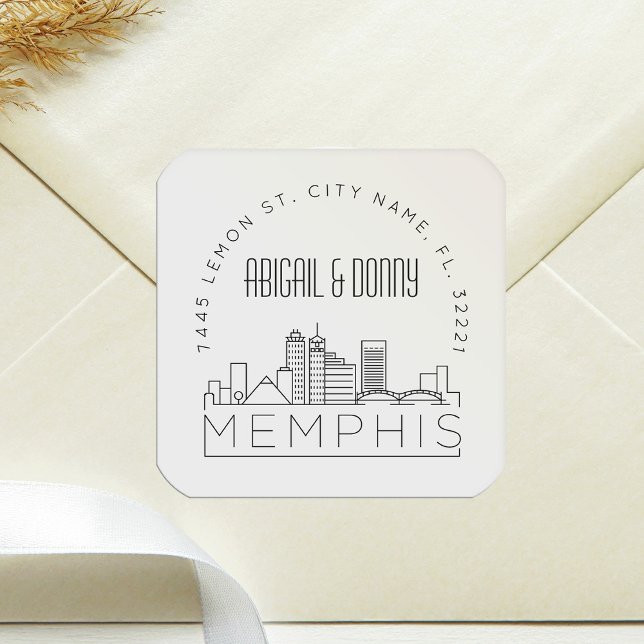 Memphis Wedding | Voradressierter Umschlag Aufkleb Quadratischer Aufkleber (Von Creator hochgeladen)