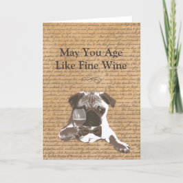 Men Age Like Fine Wine Pug Happy Birthday Card Karte