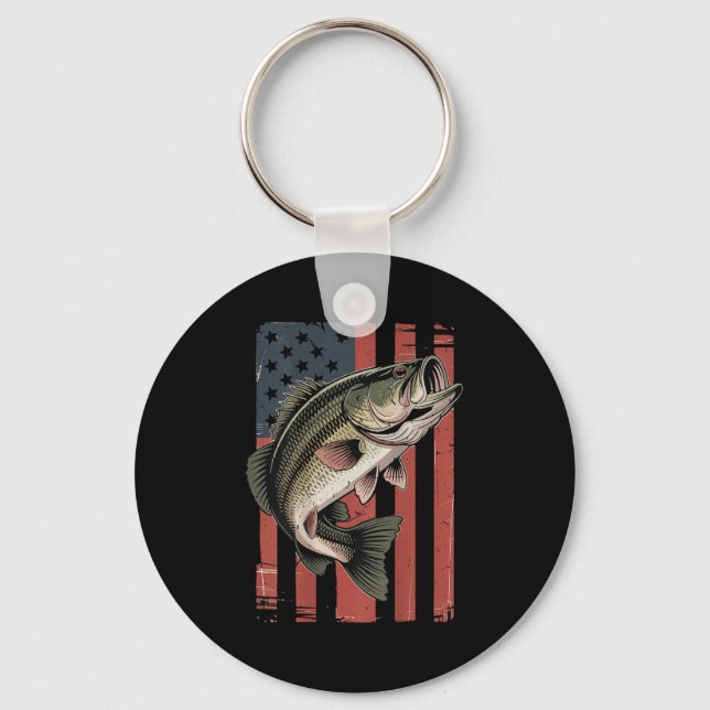 Men American Flag Fishing Patriotic Largemouth B F Schlüsselanhänger (Vorderseite)