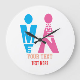 Men and Women Typography Icon Design – Bold Pink & Große Wanduhr