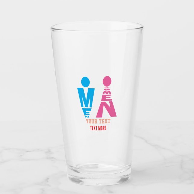 Men and Women Typography Icon Design Glas (Vorderseite)