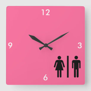 Men and Women's Symbol Quadratische Wanduhr