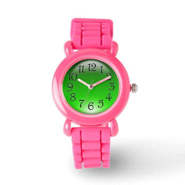 Men Armbanduhr grüne Wählscheibe mit rosa Gürtel (Vorderseite)