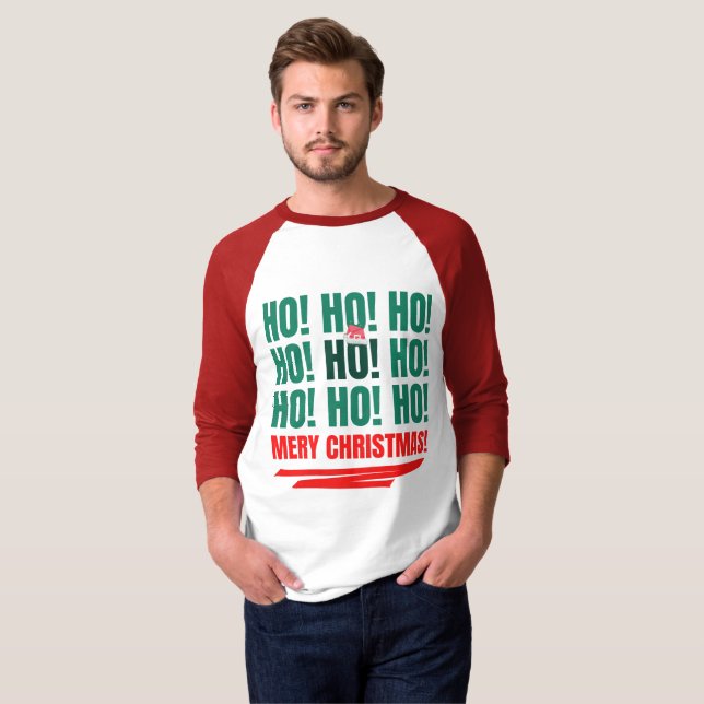 Men Basic 3/4 Sleeve Raglan Weihnachten T - Shirt (Vorne ganz)