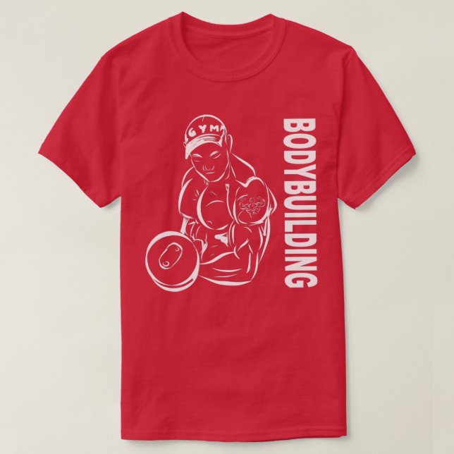 Men Bodybuilding bleibe hungriges Fitnessstudio T-Shirt (Design vorne)