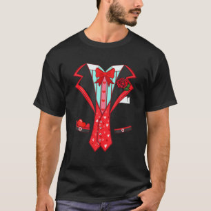 Men Boys Valentine's Day Tuxedo Red Bow Krawatte C T-Shirt
