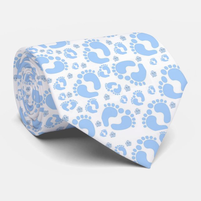 Men Designer Baby Feet Boy Blue Elefanten Krawatte (Gerollt)