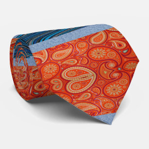 Men Designer Krawatte Blue Orange Paisley