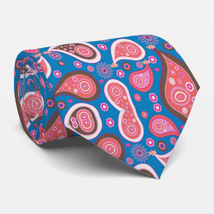 Men Designer Krawatte Blue Pink Paisley