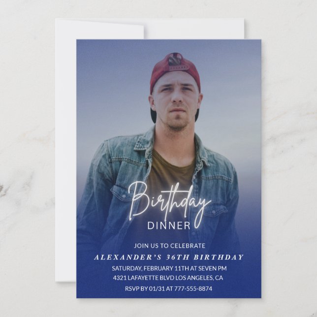 Men Dinner Foto Navy 36. Geburtstag Einladung (Vorderseite)