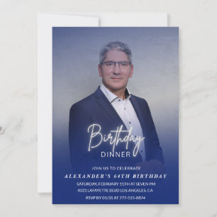 Men Dinner Foto Navy 64. Geburtstag Einladung