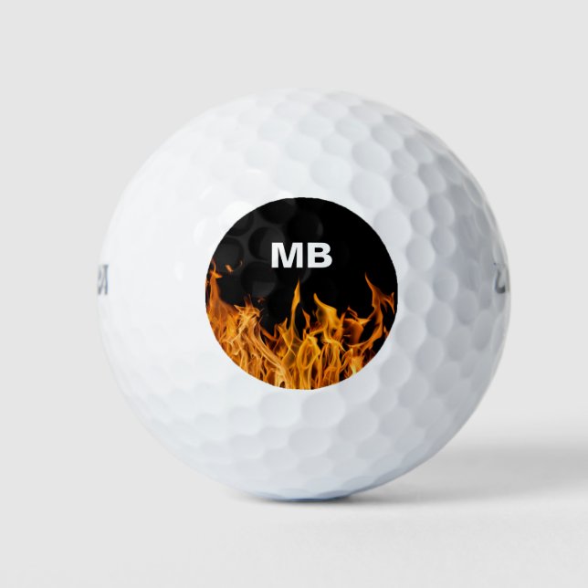 Men Flames Monogram Golf Balls Golfball (Vorderseite)