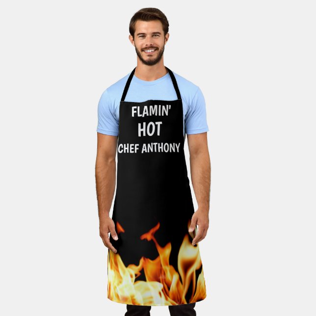 Men Flamin Hot Black Moderner Vater Koch GRILLEN Schürze (Getragen)