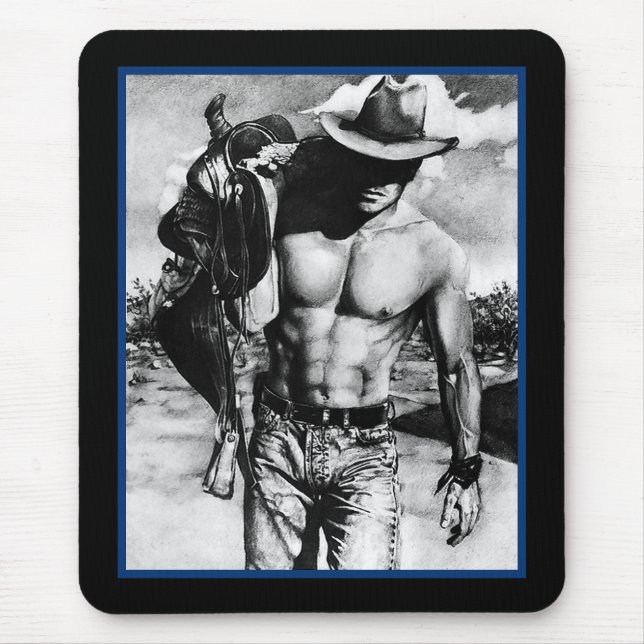 Men Masculine Fine Art Cool Alpha Cowboy Mousepad (Vorne)