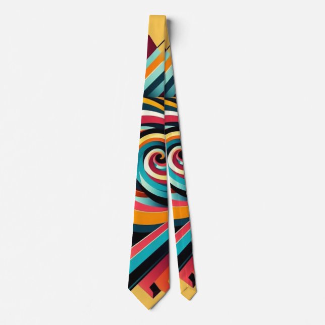 Men Neck Tie: Farbiges geometrisches Design, Kunst Krawatte (Vorderseite)