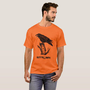 Men Raven Halloween T Shirt Orange personalisieren