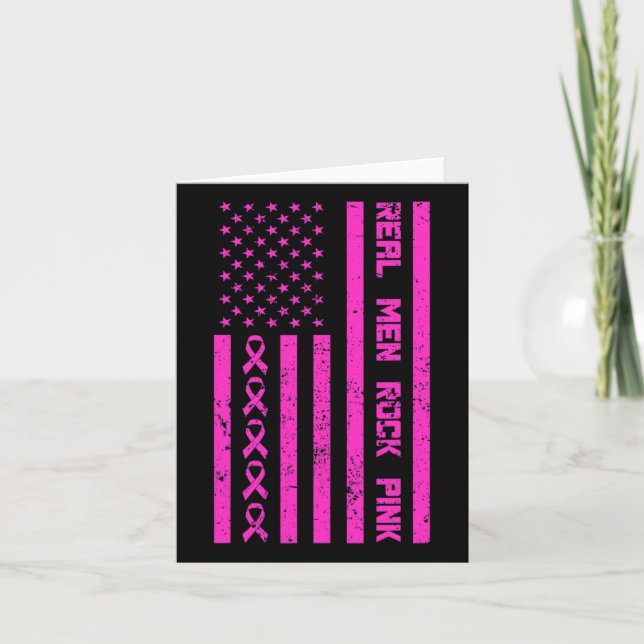 Men Rock Pink Ribbon Brustkrebs Bewusstsein Ameri Karte (Vorderseite)