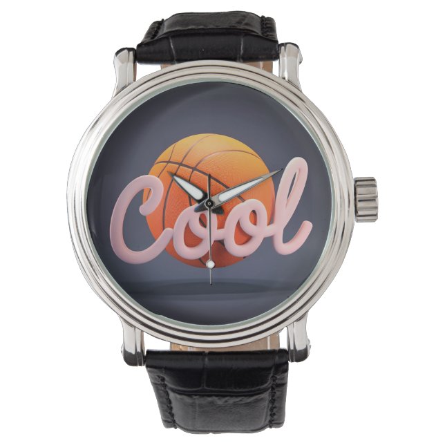 Men’s Vintage Black Leather Strap Watch Armbanduhr (Vorderseite)