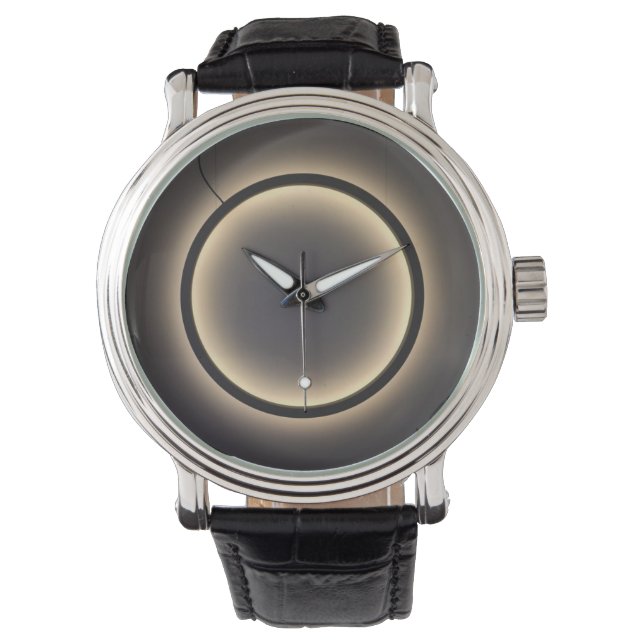 Men’s Vintage Black Leather Strap Watch Armbanduhr (Vorderseite)