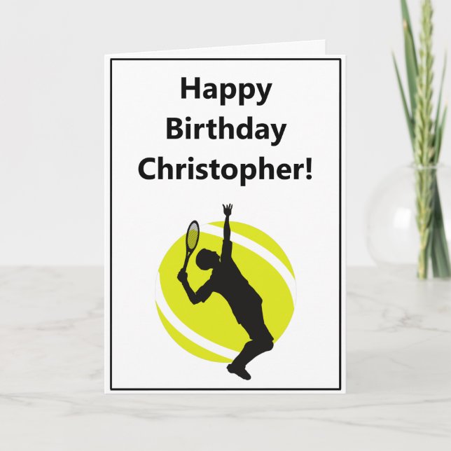 Men Tennis Player Coach Minimalistischer Geburtsta Karte (Vorderseite)