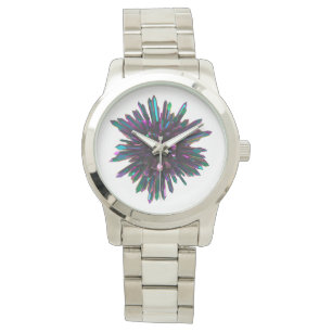 *~* Men Unisex Metallic Blue Lila Crystal Armbanduhr