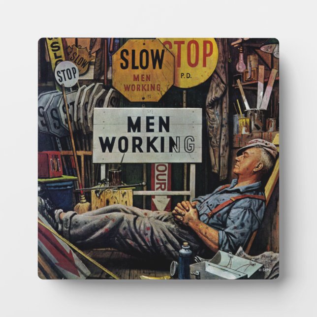 Men Working Fotoplatte (Vorderseite)