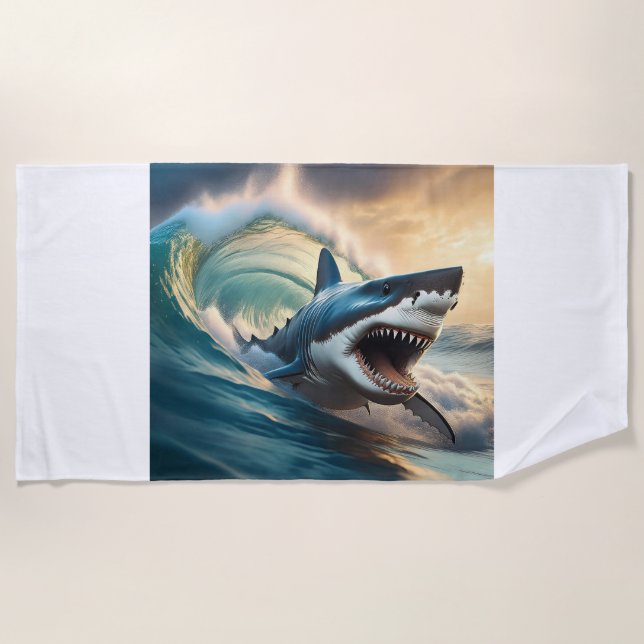 Menacing Shark Beach Handtuch (Vorderseite)