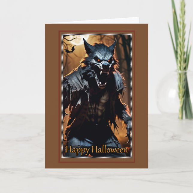 Menacing Werewolf Halloween Card Karte (Vorderseite)