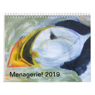 Menagerie! Kalender-ursprüngliche Tiergrafik 2019 Kalender
