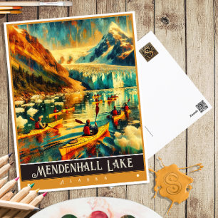 Mendenhall Lake, Alaska   Vintage Gemälde Postkarte