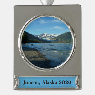 Mendenhall Lake in Juneau Alaska Landschaft Banner-Ornament Silber