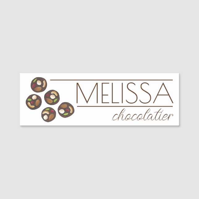 Mendiants French Chocolates Chocolatier Namensschild (Vorderseite)