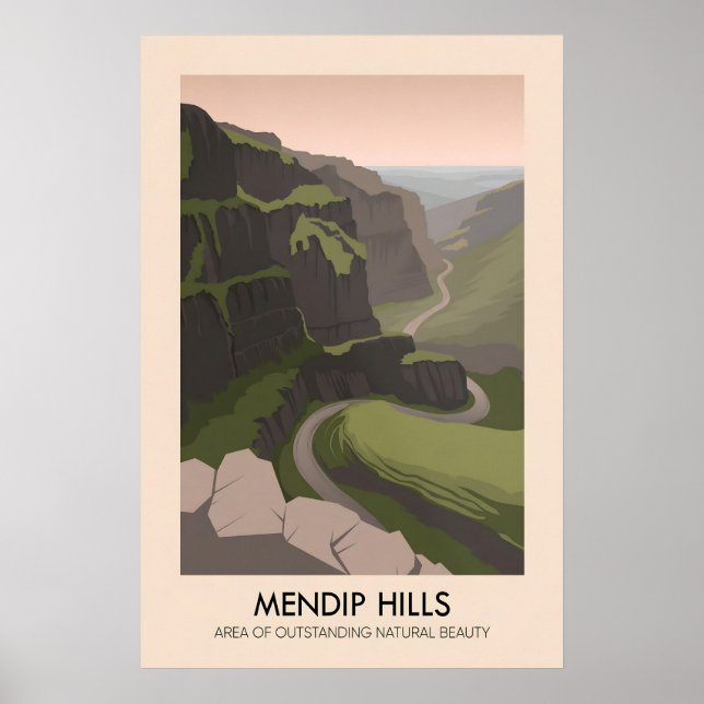 Mendip Hills AONB Reiseplakat Poster (Vorne)