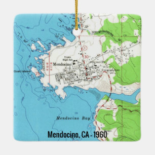 Mendocino CA 1960 Karte Keramikornament