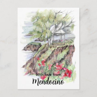 Mendocino California Coastline Gazebo Flowers Postkarte