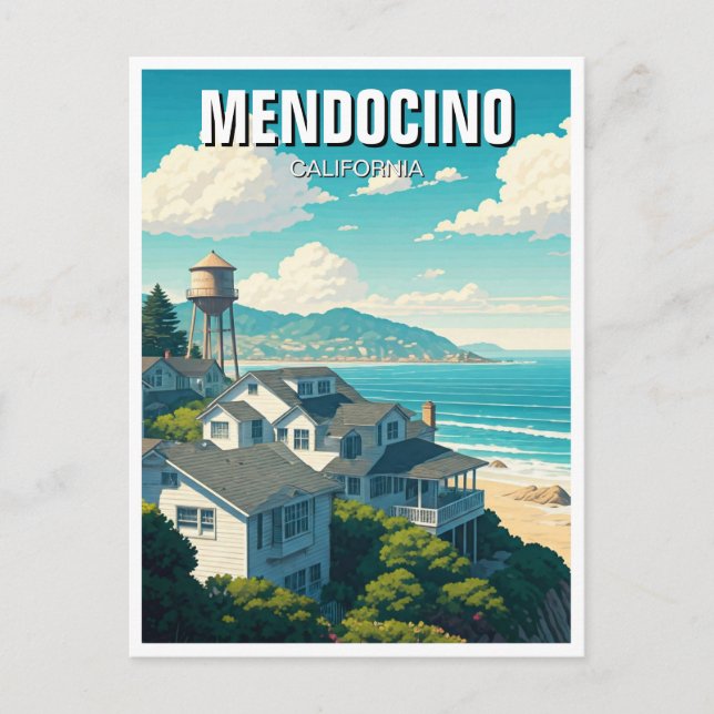 Mendocino California Travel Postkarte (Vorderseite)