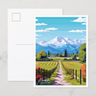 Mendoza Argentinien Kunstreise Vintage Illustratio Postkarte