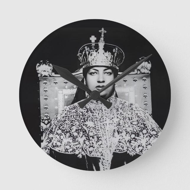 Menen Asfaw Haile Selassie HIM Jah Rastafari  Runde Wanduhr (Vorderseite)