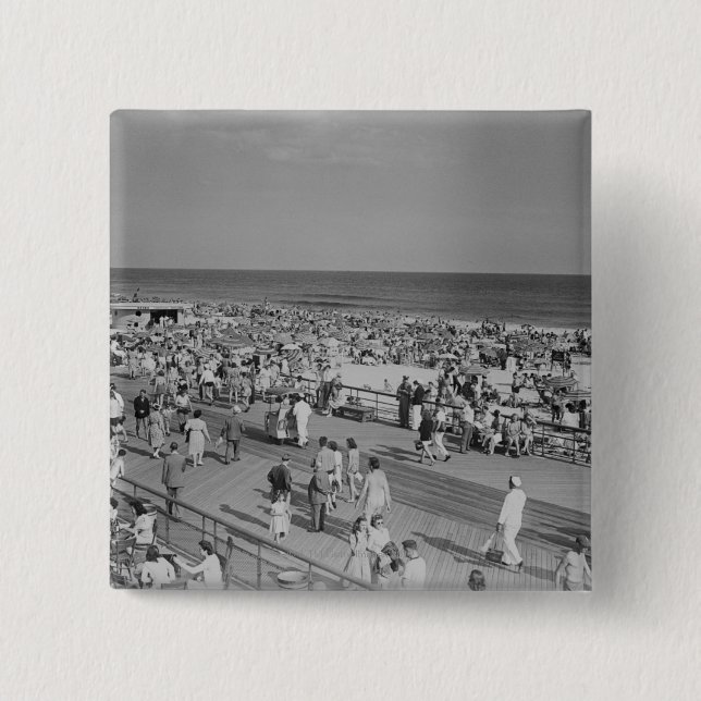 Menge auf Strand Button (Vorderseite)