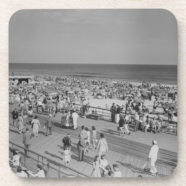 Menge auf Strand Untersetzer (Vorderseite)