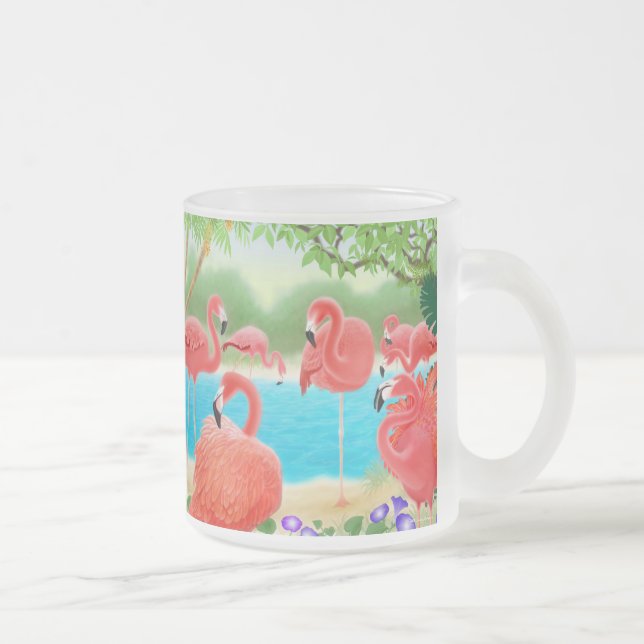 Menge der Flamingo-Glas-Tasse Mattglastasse (Rechts)