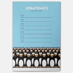 Menge lustiger CartoonPenguins auf dem Schnee, zum Post-it Klebezettel