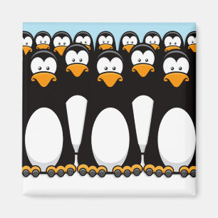 Menge lustiger CartoonPenguins auf Schnee Magnet