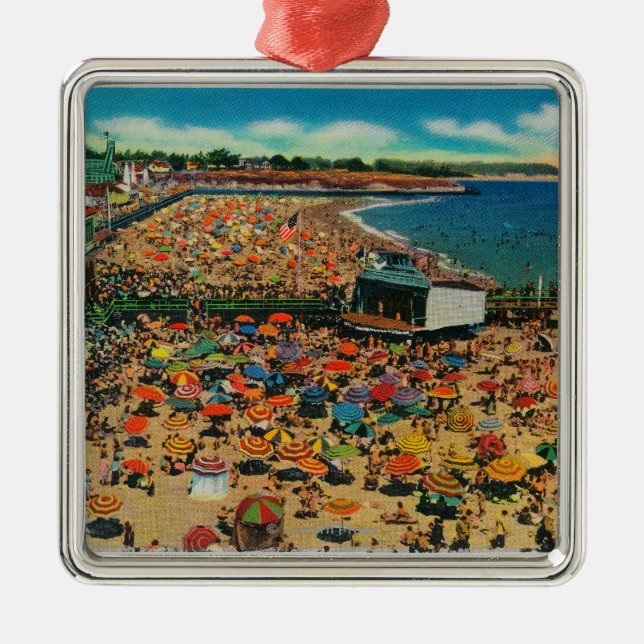 Mengen auf dem Strand, Sankt CruzSanta Cruz, CA Silbernes Ornament (Vorne)