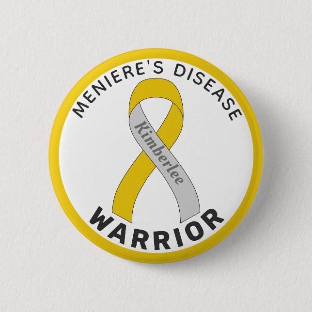 Meniere's Disease Warrior Ribbon White Button (Vorderseite)