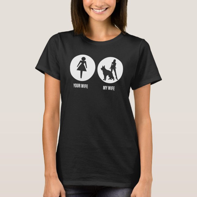 Menne deine Ehefrau Meine Ehefrau Deutscher Schäfe T-Shirt (Vorderseite)